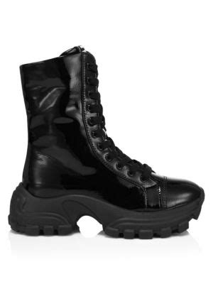 Miu Miu Naplak Tech Patent Combat Boots on SALE 